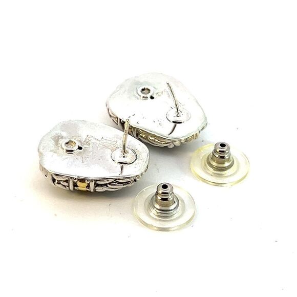 John Hardy Estate Earrings Sterling Silver 18k Y Gold JH72 - Picture 4 of 10